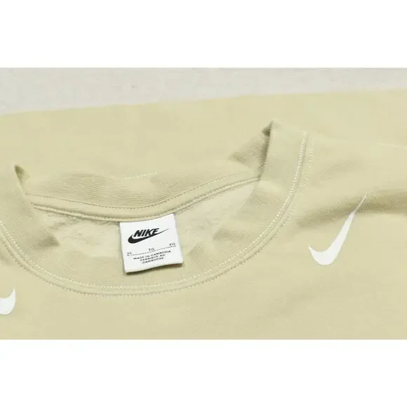 Nike Unisex Big & Tall Size XL Beige Embroidered Swoosh Sweatshirt Oversized - Picture 7 of 8